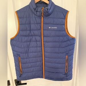 Columbia Navy Puffer Vest with Orange Accents